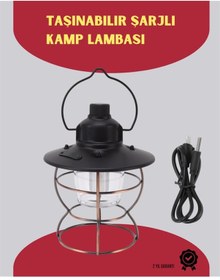 Resim Usb Şarjlı Retro Led Kamp Feneri 4 Işık Modu, Su Geçirmez, Taşınabilir 