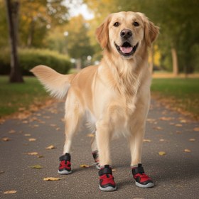 Resim AirMesh Yazlık Köpek Ayakkabısı - Cırt Cırtlı Ayarlanabilir Kaymaz Kauçuk Taban Bot, Kırmızı Köpek Ayakkabısı 
