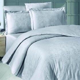 Resim Maxstyle Jakarlı Saten Anemone Gri Çift Kişilik Nevresim Takımı 