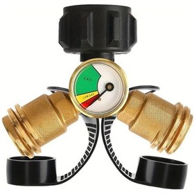 Resim Willowhaven Y Tipi Propan Tank Splitter 2 Yollu Manifold Basınç Göstergeli Vana Kamp Ocağı Barbekü 