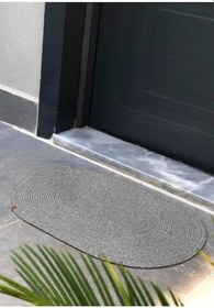 Resim Hasır, Jüt Desenli Modern Iç Ve Dış Kapı Önü Paspası, Balkon Paspası, Banyo Paspası/Hediyelik. Gri 80 x 120 