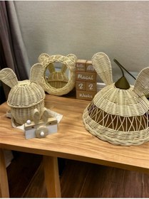 Resim DEKORATTAN rattan bambu hasır çocuk odası 3lü set 
