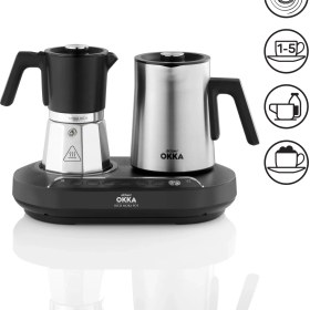 Resim Arzum OK0027 OKKA Rich Moka Pot Karıştırıcılı Metal İtalyan ve Türk Kahve Makinesi - Krom 5 Fincan 