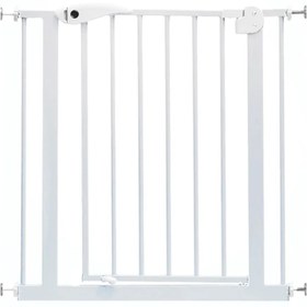 Resim Metal Güvenlik Kapısı + 2x20 cm Uzatma, Otomatik Kapanan Çift Kilitli Beyaz 