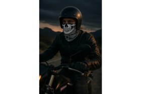 Resim Piston Kurukafa Desenli Dikişsiz Dijital Baskı Baf Buff Bandana Boyunluk 