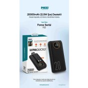Resim Phixi Force P22 20000mAh 22.5W Hızlı Şarj Cihazı - Fast Powerbank - Dijital Ekran - Taşınabilir Şa 