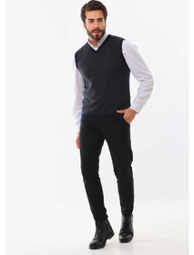 Resim Pelikan Erkek V Yaka Desenli Yün Süveter 4p17 Lacivert 