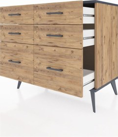 Resim Hyperion Şifonyer 6 Çekmeceli 88x44x80 Çam-antrasit/çam Antrasit/çam 
