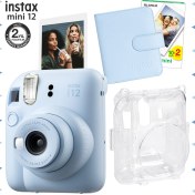 Resim Fujifilm Instax Mini 12 Mavi Fotoğraf Makinesi-20'lu Film-Kare Albüm ve Şeffaf Kılıf Seti 