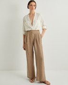 Resim Hakim Yaka Gömlek Uzun Kollu Düğmeli Viskon Keten Karışımlı Standart Kesim 