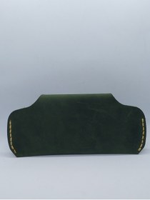 Resim sorte store Hakiki Deri El Yapımı Handmade Koyu Yeşil /Açık Kahverengi Çiçek Motifli Gözlük Kılıfı 