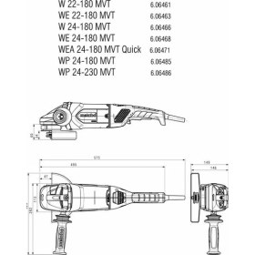Resim Metabo W 22-180 Mvt Büyük Taşlama 2200 W 180 mm 