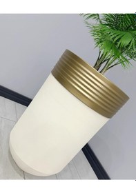 Resim Elegant Dekoratif Eskitme Darbuka Krem Saksı 60cm 
