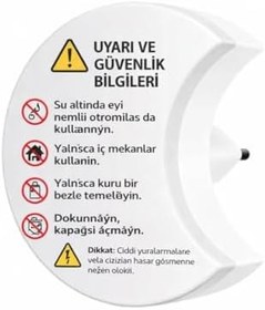 Resim Akıllı LED Gece Lambası, Ay Şeklinde Duvar Lambası, Otomatik Işık Sensörlü, Sıcak Beyaz, Plastik, Fişle Çalışan, Yatak Odası Koridor Banyo için, 2 Adet 