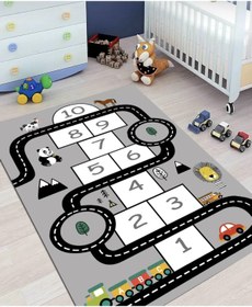 Resim Home Seksekli araba yollu eğitici öğretici çocuk odası oyun halısı kaymaz taban leke tutmaz 