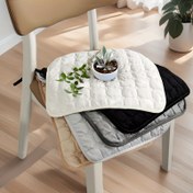 Resim 1 adet Ayarlanabilir Kayışlı Modern Kapitone Sandalye Yastığı - Ofis, Ev ve Otel Kullanımı için Yumuşak, Kaymaz Kış Sandalye Pedleri - Elde Yıkanabilir, Bej ve Beyaz, Tüm Mevsimler İçin Konfor, Ofis Sandalye Aksesuarı | Modern Kapitone Tasarım | Yumuşak Polyester Yastık, Ofis Sandalye Yastıkları 