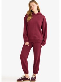 Resim Defacto Basic Düz Cepli Beli Bağcıklı Kalın Jogger Eşofman Altı F9622ax25aubr115 Bordo 