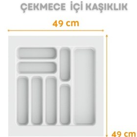Resim Çekmece İçi Kaşıklık Ve Kepçelik Düzenleyici Beyaz 49x49 Cm 43x40 Cm Kadar Kesilebilir Beyaz 