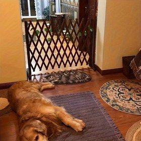 Resim Ahşap Katlanabilir Evcil Hayvan Kapısı, Çok Amaçlı Dış Mekan Çit, Genişletilebilir Bahçe Çiti, İç Mekan Evcil Hayvan İzolasyon Bariyeri, Kendinden Durma Ev, Yatak Odası ve Merdiven Evcil Hayvan Kapağı - Kolay Kurulum, Bahçe Tutkunu için Katlanabilir Evcil Hayvan Çiti 