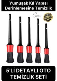 Resim Premium 5 Parça Yumuşak Kıllı Temizleme Fırçası Detaylı Otomobil İç Araç Temizlik Seti Sökücü Bakım 