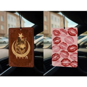 Resim Göktürk Türk Kurt Ve Öpücük - İkili Oto Kokusu - Dekoratif Araç Kokusu Ve Aksesuarı 