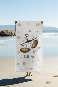 Resim Dijital Baskı Plaj Deniz Havlusu Terazi Burcu Desenli Peştamal HVL0037 