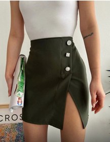 Resim Terzi Bey Üç Taşlı Mini Etek Haki 