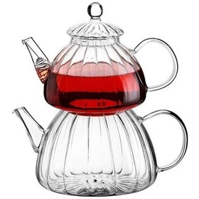 Resim Isaya Dayanıklı Borosilikat Cam Çaydanlık 750 / 1300 Ml Şeffaf 