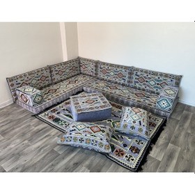 Resim Coton Şark Köşesi Anadolu Desenli Minder Takımı Konsept Gri 