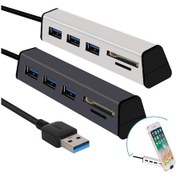 Resim Alüminyum Alaşımlı Usb 3.0 - 3 Bağlantı Noktalı Usb 3.0 Hub Tf/sd Kart Okuyucu, Gizli Telefon Desteği İle - Gri 