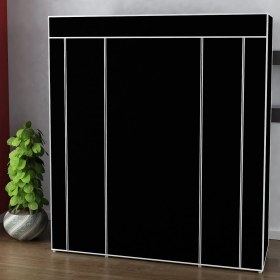 Resim Beyaz Pazar Bez Dolap Pls.profilli 12 Raf + 60 Cm. Askı Portatif Dolap Siyah 