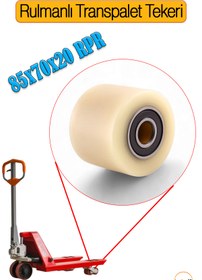 Resim Badem10 85x70x20 mm Transpalet Tekeri RPR Rulmanlı Bilyalı Beyaz Tekerlek Palet Taşıma Arabası Tekeri 