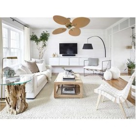 Resim Kaşkar Taflan T52040 60W 132CM Pleksi Krem 4 Kanatlı Ipli Tavan Vantilatörü 