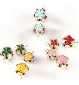 Resim Çiçekli Kulplu Çan, Hayvan Tasma Zili, Amigurumi Zili, Kına Gecesi Tef Yapımı Zili 20 Adet Su Yeşili 