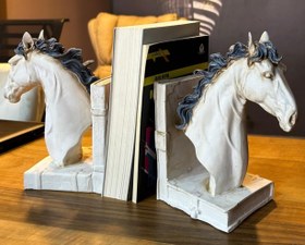 Resim Elegant Horse Bookends, Horse Bookends Decor, Horse Head Bookshelf Decor, Stylish Bookends Gift, Polyester Bookend Set,Horse Statue Bookends - Object-8 