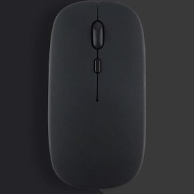 Resim Lenovo Tablet İle Uyumlu Şarj Edilebilir Sessiz Mouse Bluetooth + 2.4Hz Wifi Kablosuz Mouse Fare Siyah 