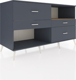Resim Kronos Konsol Tek Raflı 4 Çekmeceli 176x59x99 Antrasit-çam/antra Antrasit-çam/antrasit 