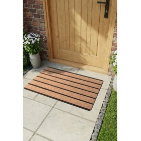 Resim PS018A Kaymaz Taban Bej Desenli Nem Alıcı Toz Alıcı Kapı Önü Paspası Uv Dayanıklı 45X70 