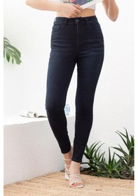 Resim Kadın Süper Skinny Fit Esnek Likralı Yüksek Bel Denim Jean Kot Pantolon Yenijennie-blue Black-k 001 