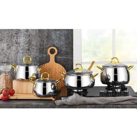 Resim Kahramanlar Akasya 8 Parça Gold Tencere Seti 