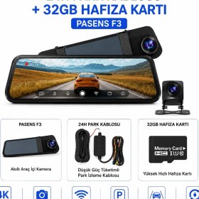 Resim Conio PASENS F3 4K+2.5K Çift Kameralı Araç İçi DVR - 32GB Hafıza Kartı + 24H Park İzleme Kablosu HEDİYELİ, 9.66” IPS Dokunmatik, WiFi, ADAS 