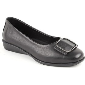 Resim Libero L076.3101 Hakiki Deri Tokalı Esnek Kauçuk Taban Kadın Loafer Casual Ayakkabı Siyah 