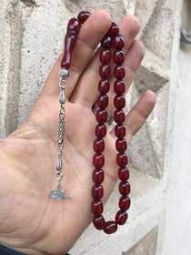 Resim Vişne Rengi Kapsül Kesim İran Bağası Toz Kehribar Tesbih 