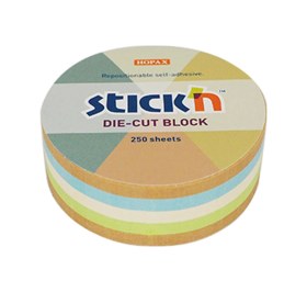 Resim Stickn 67x67mm Kraft Yuvarlak Yapışkanlı Not Kağıdı Notblok 250 Yaprak 21831 