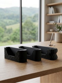 Resim mekatris3d Mekatris 3'lü Set Minimalist Masaüstü Kartvizitlik - Modern Geometrik Ofis Düzenleyici Kartlık 