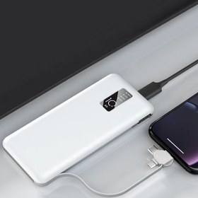 Resim Zore PW-05 Hızlı Şarj Led Göstergeli Micro Lightning Type-C Kablolu Taşınabilir Powerbank 10000mAh - Beyaz 