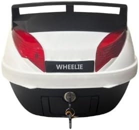 Resim WHEELIE XT63-W 42 Litre Motosiklet Arka Çanta Beyaz Su Geçirmez ABS Top Case Bagaj Üniversal 