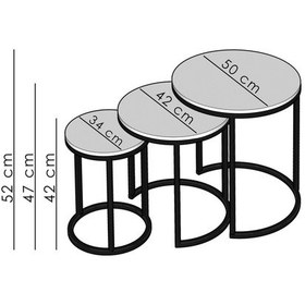 Resim Ecol Desings 3lü C Zigon Sehpa Mat Beyaz Kahverengi 