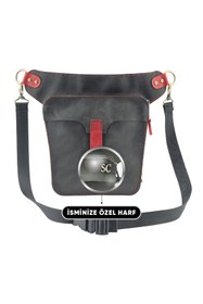 Resim twingold Kişiye Özel %100 Deri Unisex All in One Bel ve Bacak Çantası - Kırmızı/Antrasit 