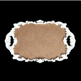 Resim Ahşaplı Polyester Sunumluk Tepsi Büyük Oymalı Yenii 57x35cm - 